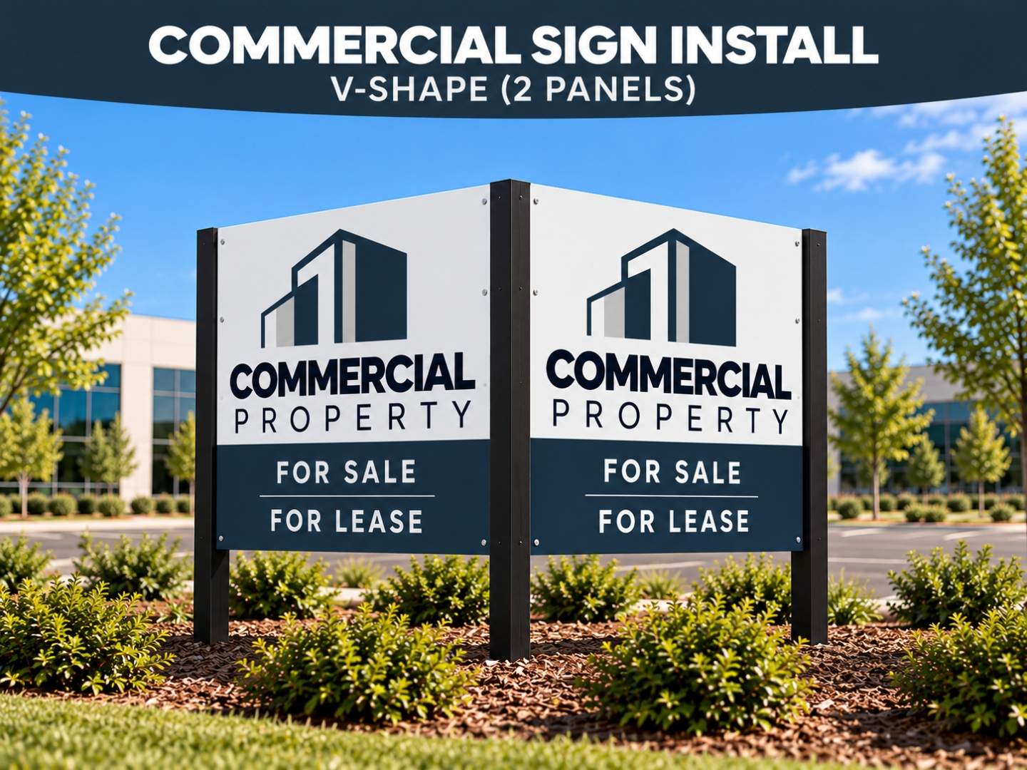 V-Shape Commercial Sign Install